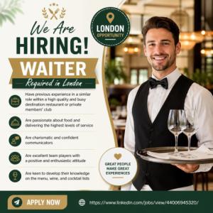 Waiter Required in London