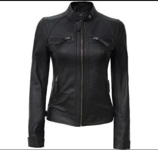 Jorde Calf Women’s Slim Fit Stand Collar Leather Jacket