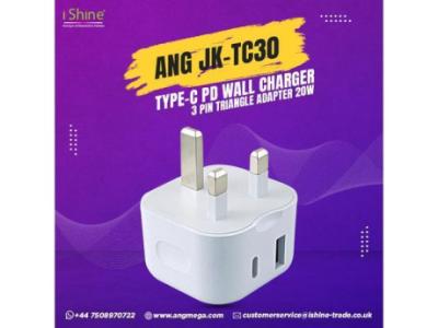 Buy Bulk ANG JK-TC30 Type-C PD Wall Charger 3 Pin Triangle Adapter 20W Power Plug Adaptor in UK