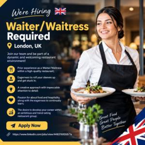 Waiter/Waitress Required in London