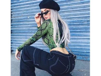 Women’s Snake Skin Print Long Sleeve T Shirt1015