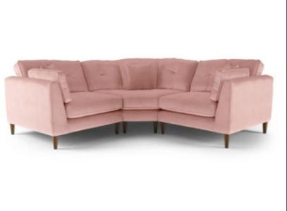 Splendour Cricket 2 Seater Sofa Blush Pink Velvet