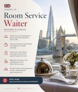 Room Service Waiter Required in London