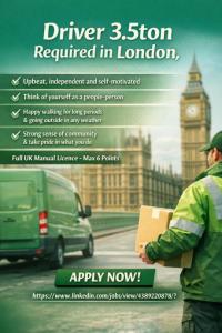 Driver 3.5ton Required in London