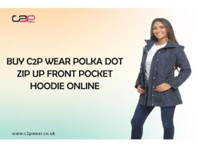 Buy C2P Wear Polka Dot Zip Up Front Pocket Hoodie Online