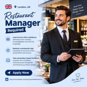 Restaurant Manager Required in London