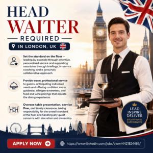 Head Waiter Required in London