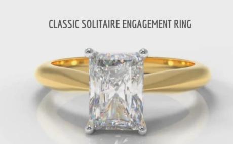Carrée Solitaire Radiant Cut Diamond Engagement Ring - Yellow Gold