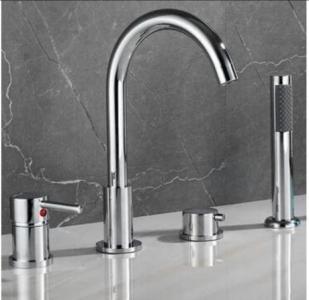 Brass Four-pieces Silvery Chrome Finished Tub Tap with Hand Shower TC0276