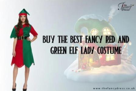 BUY THE BEST FANCY RED AND GREEN ELF LADY COSTUME