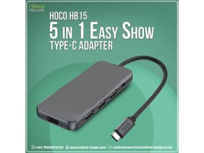 Buy Bulk HOCO HB15 5 in 1 Easy Show Type-C Adapter in UK