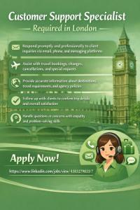 Customer Support Specialist Required in London