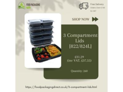 High Quality 3 Compartment Lids - Food Packaging Direct