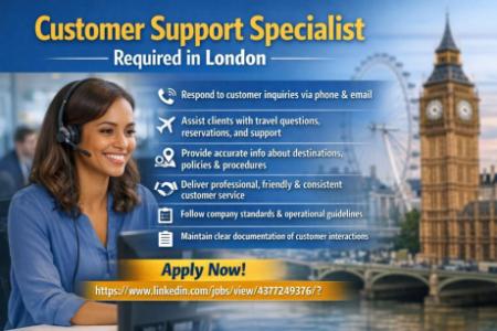 Customer Support Specialist Required in London