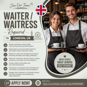 Waiter / Waitress Required in London