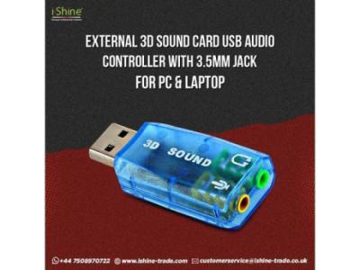 Buy Bulk External 3D Sound Card USB Audio Controller With 3.5 Jack For PC & Laptop in UK