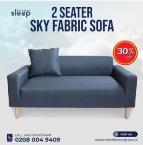 Elevate Your Living Space with our 2 Seater Sky Fabric Sofa!