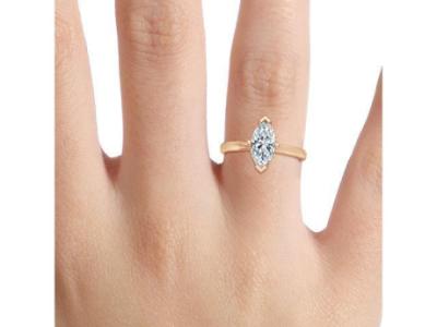 Taper Band Marquise Diamond Solitaire Ring for Sale
