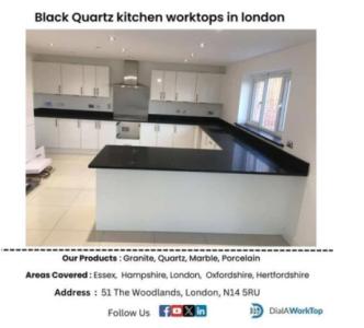 Black Quartz kitchen worktops in london