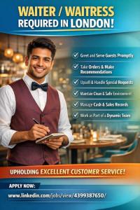 Waiter / Waitress Required in London