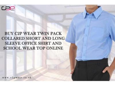 Buy C2P Wear Twin Pack Collared Short And Long Sleeve Office Shirt And School Wear Top Online