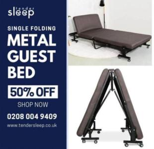 Your Convenient Single Metal Guest Bed. shop now 50% off