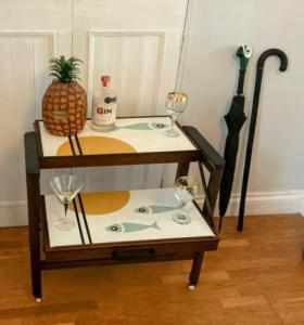 Vintage metamorphic drinks trolley 3 positions