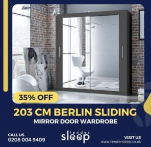 Elevate Your Space with the 203cm Sliding Mirror Door Wardrobe