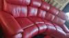 RED LEATHER SETTEE VERY CHUNKY