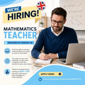 Mathematics Teacher Required in London