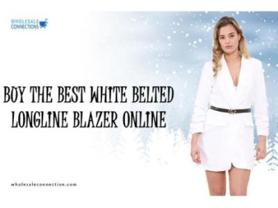 Buy The Best White Belted Longline Blazer Online