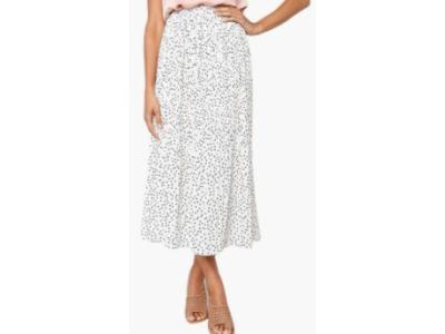 High Elastic Waist Pleated A-Line Swing Midi Skirt01281