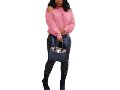 Women Casual Sweater Halter Neck Off Shoulder Long Sleeve Backless Knit Loose Top Pullover