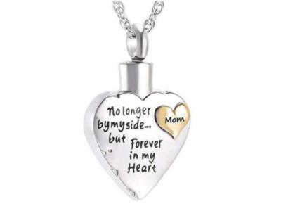 Stainless Steel No Longer By My Side Heart Ashes Memorial Necklace - 11 Options