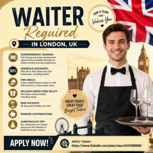 Waiter Required in London