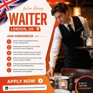 Waiter Required in London