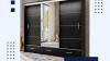 Buy Black Gloss Wardrobe with 3 Mirror Sliding Doors- Marsylia 255cm