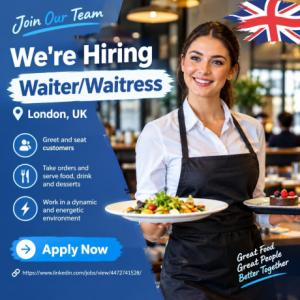 Waiter/Waitress Required in London