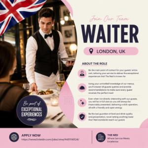 Waiter Required in Lodnon