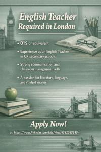 English Teacher Required in London