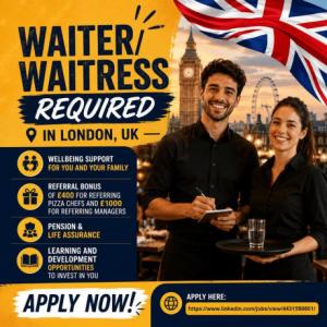 Waiter/Waitress Required in London