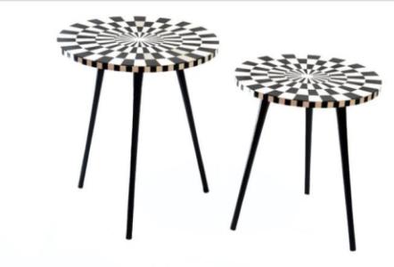 Handcrafted Bone Inlay Nest of Tables: Artisanal Elegance for Your Home