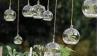 Floralcraft Set of 4 x Hanging Vented Clear Glass Tea Light Holder Bauble Ball