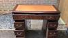 Chesterfield Regency style Twin Pedestal Writing Desk with Brown Leather Top Inlay