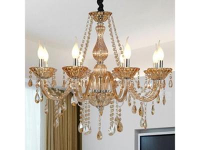 Crystal Amber 6/8/10 Arms Chandelier Pendant Ceiling Light
