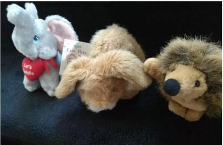 A variety of small soft toys