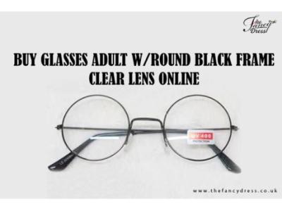 BUY GLASSES ADULT WROUND BLACK FRAME CLEAR LENS ONLINE