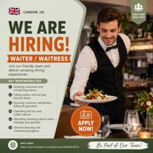 Waiter / Waitress Required in London