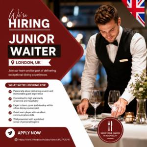 Junior Waiter Required in london