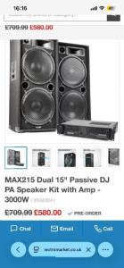 3x MAX215 Dual 15" Passive DJ PA Speaker